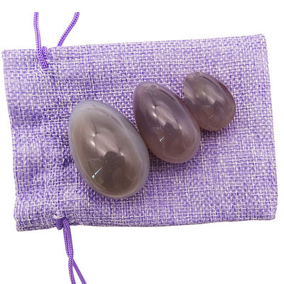 Art populaire poli Agate grise pierre oeufs Yoni Ensemble d'oeufs pour femmes Kegel style poli