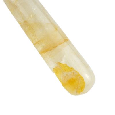 128*58mm Rouleau jaune de citrine en pierre naturelle réelle Massageur facial en glace Rouleau facial soudé Zone de massage lisse