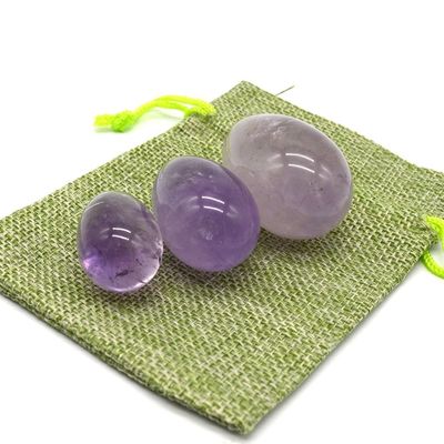 OEM Accepté Des œufs Yoni sculptés pour l' exercice vaginal Des œufs de jade d' améthyste naturellement percés