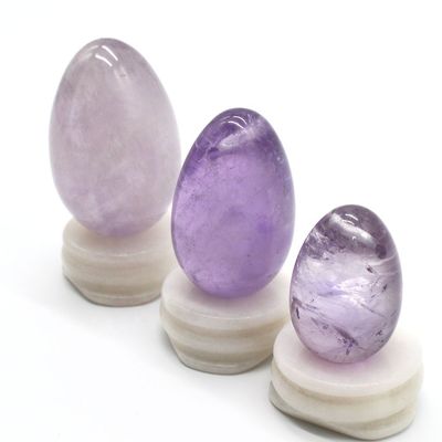 OEM Accepté Des œufs Yoni sculptés pour l' exercice vaginal Des œufs de jade d' améthyste naturellement percés