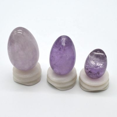 OEM Accepté Des œufs Yoni sculptés pour l' exercice vaginal Des œufs de jade d' améthyste naturellement percés