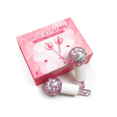 Glace borosilicate 24K feuille d'or globes de glace pour masseur facial pour réduire l'inflammation de l'enflure et les poches sous les yeux