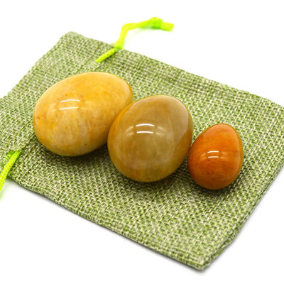 Resserrement vaginal avec des œufs de jade jaune naturels Outil d'exercice Kegel 45*30/40x30/x20mm