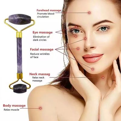 Améthyste Jade Roller Guasha Tools de soins de la peau du visage Petit rouleau pour les yeux Face Gua Sha Massageur pour les femmes Rouleau facial cadeaux de soins personnels