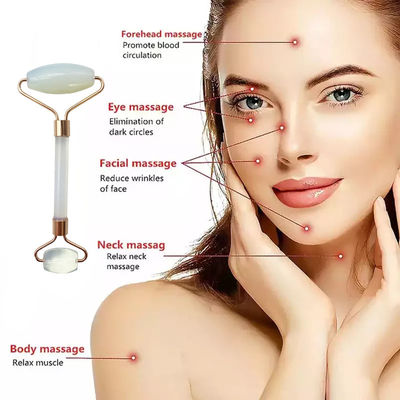 Outils à rouleaux de jade Guasha Opal Jade Roller Facial Gua Sha Massageur pour le visage et les yeux Soulagement du gonflement Réduction des rides de la peau