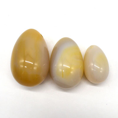 Gravure d'œufs de pierre naturelle d'agate perforé exercice vaginal d'œufs de jade 45*30mm/40*25mm/30*20mm