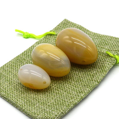 Gravure d'œufs de pierre naturelle d'agate perforé exercice vaginal d'œufs de jade 45*30mm/40*25mm/30*20mm
