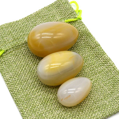 Gravure d'œufs de pierre naturelle d'agate perforé exercice vaginal d'œufs de jade 45*30mm/40*25mm/30*20mm