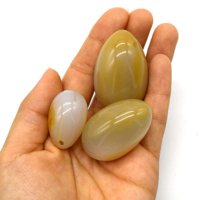 Gravure d'œufs de pierre naturelle d'agate perforé exercice vaginal d'œufs de jade 45*30mm/40*25mm/30*20mm