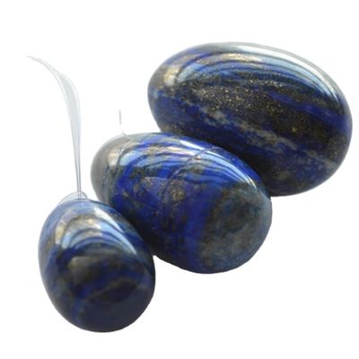 Ensemble de 3 oeufs de pierre Lapis Lazuli oeufs d'exercice Kegel naturels pierre précieuse Jade Yoni oeufs percés ou non percés 3 tailles faites