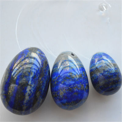Ensemble de 3 oeufs de pierre Lapis Lazuli oeufs d'exercice Kegel naturels pierre précieuse Jade Yoni oeufs percés ou non percés 3 tailles faites