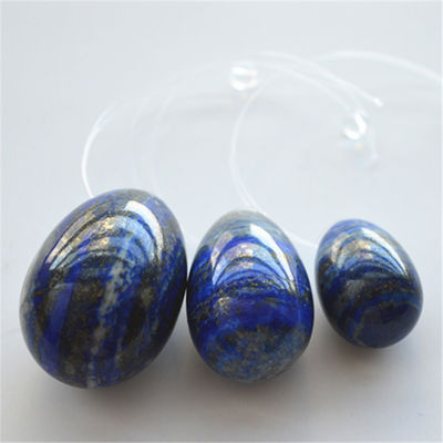 Ensemble de 3 oeufs de pierre Lapis Lazuli oeufs d'exercice Kegel naturels pierre précieuse Jade Yoni oeufs percés ou non percés 3 tailles faites
