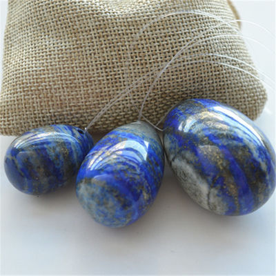 Ensemble de 3 oeufs de pierre Lapis Lazuli oeufs d'exercice Kegel naturels pierre précieuse Jade Yoni oeufs percés ou non percés 3 tailles faites