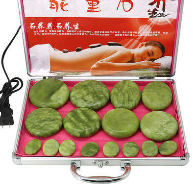 Outils de massage pierre d'olivine masseur pierre avec boîte de chauffage en aluminium kit de massage thermique pierres énergétiques de basalte pour les soins de santé