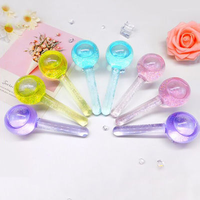 Outil de massage facial anti-âge Boules de glace Glitters pour refroidir le visage Cou et les yeux Resserrer la peau Borosilicate verre