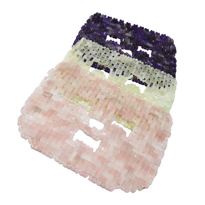 Masque facial poli en pierre précieuse naturelle en jade Masque de sommeil en rose en quartz Anti-vieillissement des yeux à chaud ou à froid à l'aide de pierre