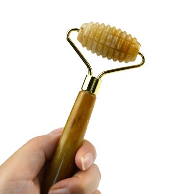 Massageur de visage Jade jaune Roller de jade de pierre précieuse sur mesure pour le massage du visage et du cou