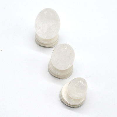 Technique Polie cristalline claire Quartz Yoni œufs clairs Blanc Sacré pierre précieuse œufs de Kegel pour améliorer la santé pelvienne