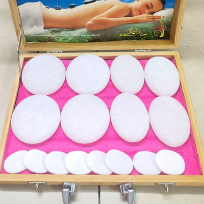 Fonction musicale 16pcs Jade Blanc Pierre d'énergie Beauté Massage chauffage Spa Massage à l'huile essentielle Boîte pour soins de santé personnels