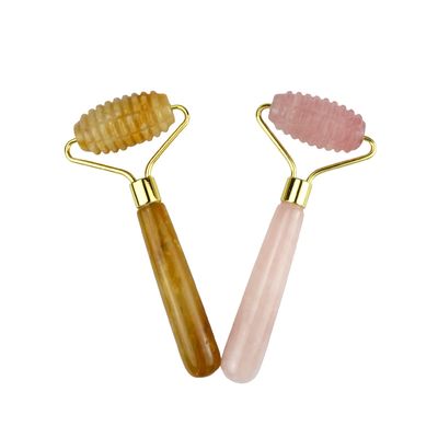 Massage facial Roller de jade naturel de quartz rose 100% cristal pour le massage du visage et des yeux Produits de beauté