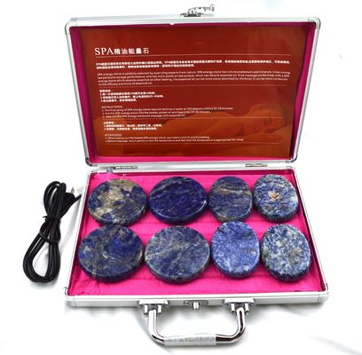 Soins de santé personnels Blue Soddlite 8pcs pierre de massage dans boîte de chauffage en aluminium avec pierres de massage thermique énergie
