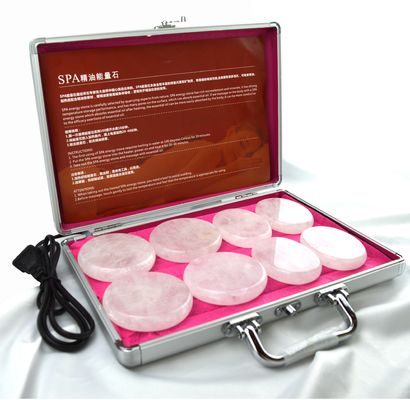 Massage corporel pierre de quartz claire Gua Sha 8pcs Guasha ensemble avec boîte de chauffage Massage thermique pierres énergétiques