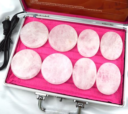 Massage corporel pierre de quartz claire Gua Sha 8pcs Guasha ensemble avec boîte de chauffage Massage thermique pierres énergétiques