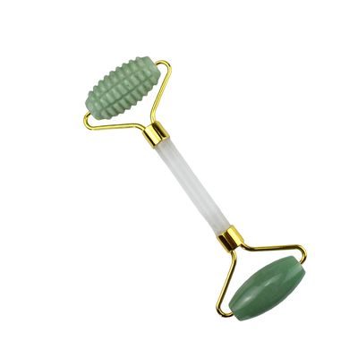 Logo personnalisé Verte Aventurine Facial Jade Roller Gua Sha Outils Massageur à poignée de cristal pour le massage du visage, des yeux et du cou en 2024