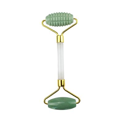Logo personnalisé Verte Aventurine Facial Jade Roller Gua Sha Outils Massageur à poignée de cristal pour le massage du visage, des yeux et du cou en 2024