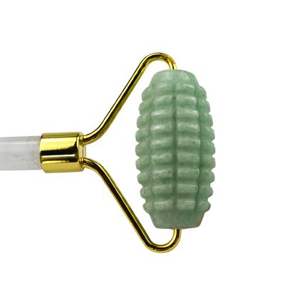 Logo personnalisé Verte Aventurine Facial Jade Roller Gua Sha Outils Massageur à poignée de cristal pour le massage du visage, des yeux et du cou en 2024