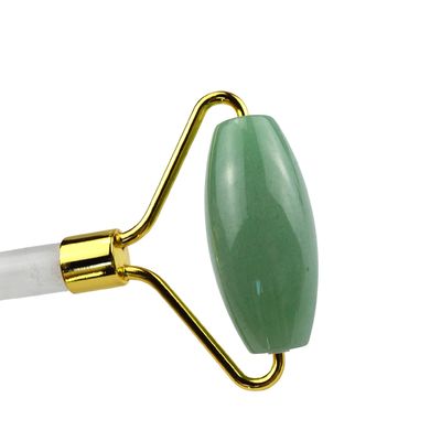 Logo personnalisé Verte Aventurine Facial Jade Roller Gua Sha Outils Massageur à poignée de cristal pour le massage du visage, des yeux et du cou en 2024