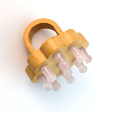 Massage du cuir chevelu à base de quartz rose Peigne de tête soins capillaires Jade Massageur Brosse à cheveux Massage du corps Équipement de massage de la tête relaxante