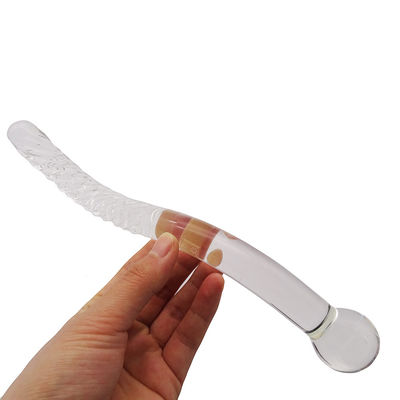 Technique sculptée 250 mm Disque en verre cristallin en baguette de massage pour femmes Yoni Baguette Stick Style Feng Shui Logo personnalisé