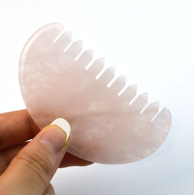 Massage du visage naturel rose quartz peigne de cheveux de jade Gua Sha Outils de massage du cuir chevelu de jade pour la massothérapie de la tête soulager la tension du cuir chevelu