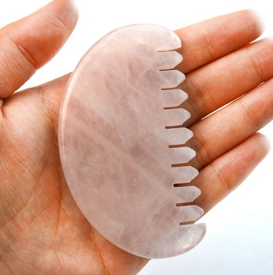Massage du visage naturel rose quartz peigne de cheveux de jade Gua Sha Outils de massage du cuir chevelu de jade pour la massothérapie de la tête soulager la tension du cuir chevelu