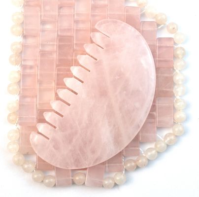 Massage du visage naturel rose quartz peigne de cheveux de jade Gua Sha Outils de massage du cuir chevelu de jade pour la massothérapie de la tête soulager la tension du cuir chevelu