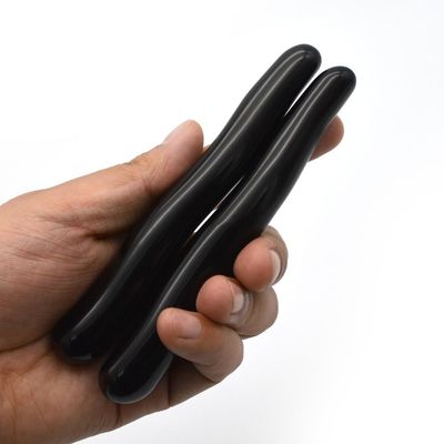 Naturelle pierre précieuse Yoni baguettes de guérison Obsidian noir baguette de massage courbe pour les femmes de guérison de cristal