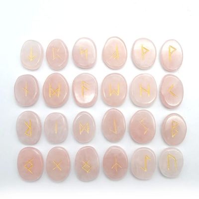 2024 Produits de tendance Rose Quartz Cristal Runes de divination Ensembles de pierre pour les jeux de divination