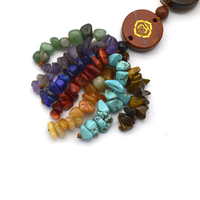 7 pierres de chakra guérisseur cristal de palme pierre de poche Reiki Balanceur pendentif pour l'équilibre et l'harmonie