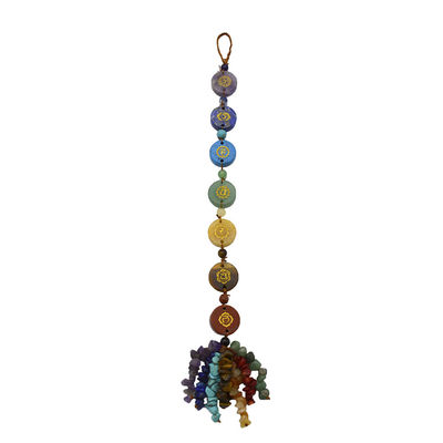7 pierres de chakra guérisseur cristal de palme pierre de poche Reiki Balanceur pendentif pour l'équilibre et l'harmonie