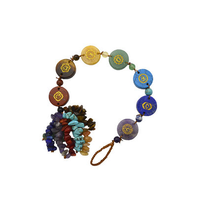 7 pierres de chakra guérisseur cristal de palme pierre de poche Reiki Balanceur pendentif pour l'équilibre et l'harmonie