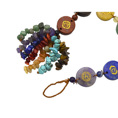 7 pierres de chakra guérisseur cristal de palme pierre de poche Reiki Balanceur pendentif pour l'équilibre et l'harmonie