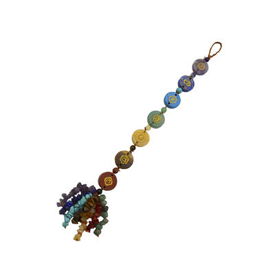 7 pierres de chakra guérisseur cristal de palme pierre de poche Reiki Balanceur pendentif pour l'équilibre et l'harmonie