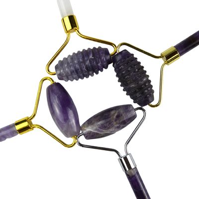 Équipement de massage du visage 2024 Améthyste Roller de Jade Facial 100% Massageur de cristal naturel Pour la peau Les yeux Le cou Outils de beauté