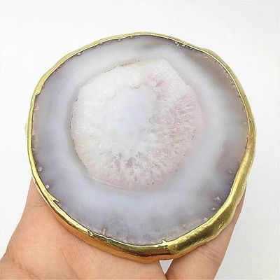Caractéristique régionale Agate Coaster Graines grises tranches polies cristallines pierre précieuse naturelle pot de fleurs gravure art populaire sculpté