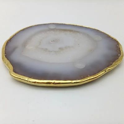 Caractéristique régionale Agate Coaster Graines grises tranches polies cristallines pierre précieuse naturelle pot de fleurs gravure art populaire sculpté