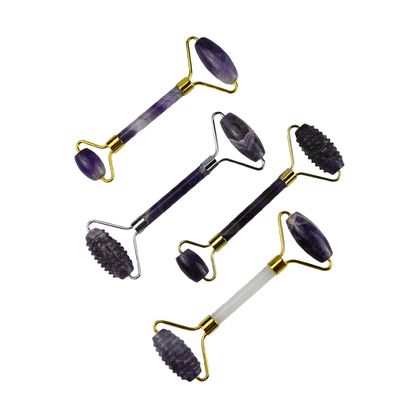 Masseurs de Guasha à rayures naturelles Améthyste pour le visage Gua Sha pour le visage œil cou corps Logo personnalisé disponible