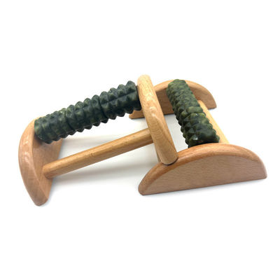 Massageur de pieds de jade personnalisable en bois de hêtre 14*12,8*5,2 cm Rouleau de massage de jade portable