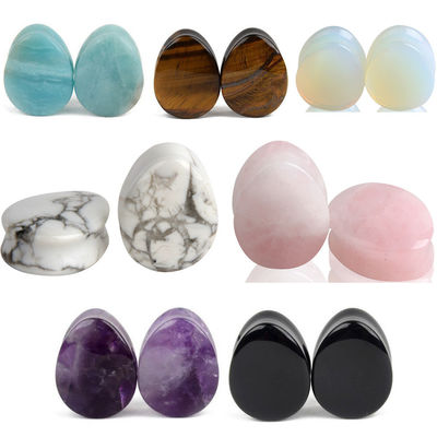 Pierre Auriculaire Expansion de l'oreille Pug Piercing Body Bijoux de pierre de jade en cristal naturel Pierre populaire OEM ODM Agate