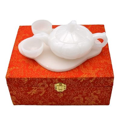 Artisanat de sculpture de haut de thé en jade blanc poli dans le style chinois pour la décoration de la maison de haute classe
